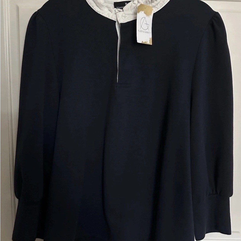 Pomander Place Navy and White Sweatshirt
